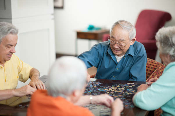 Seniors playing puzzles in Lihue, Hawaii.