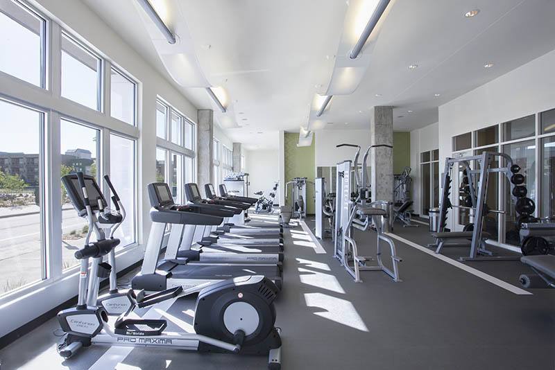 Fitness center at The Marq at RiNo.