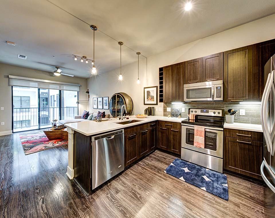 Spacious kitchen at Water Marq in Austin, TX
