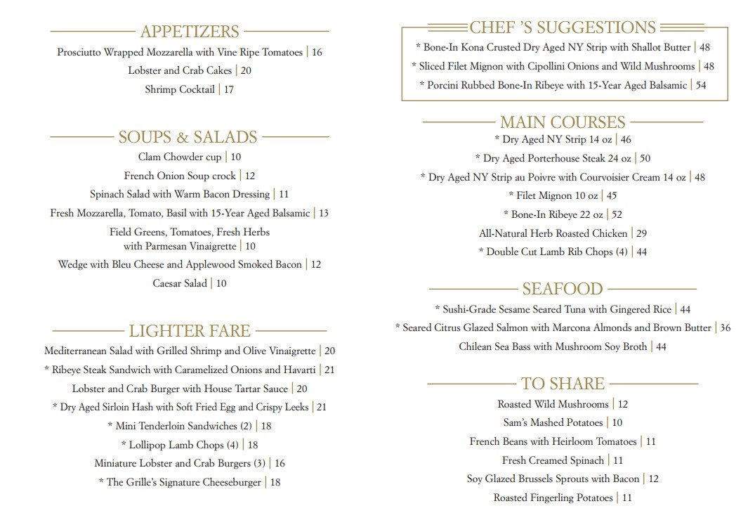 The Capital Grille in Houston appetizers and meal