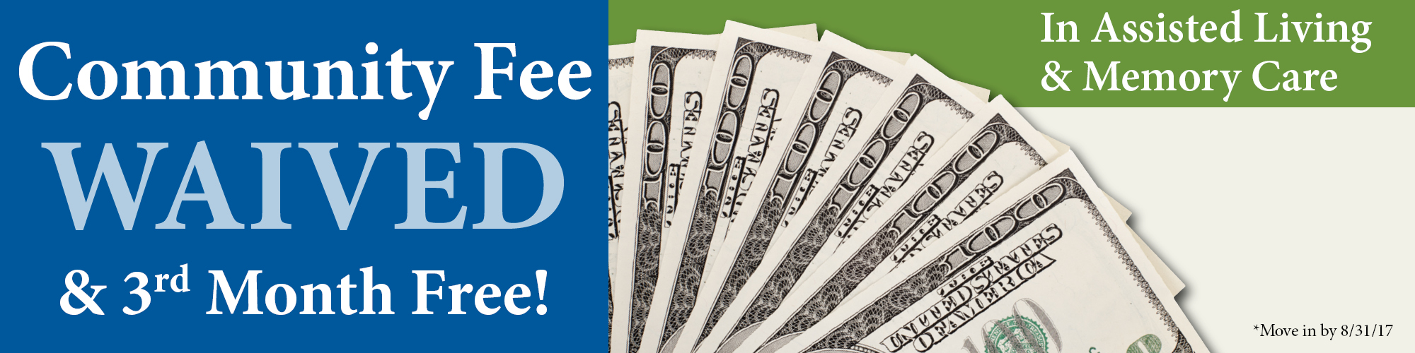 Community Fee Waived & 3rd Month Free! In Assisted Living & Memory Care