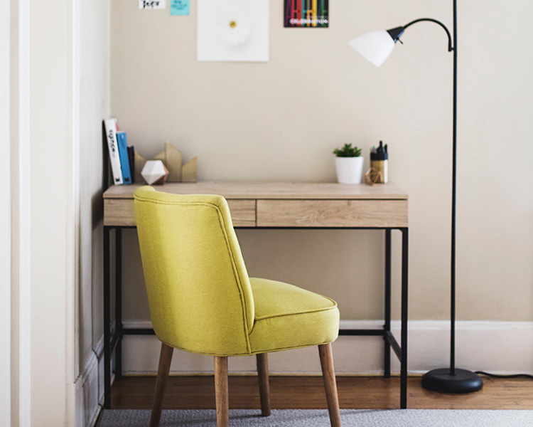 Cozy study nook setup in bedroom at Pacific Shores Apartments in Santa Cruz