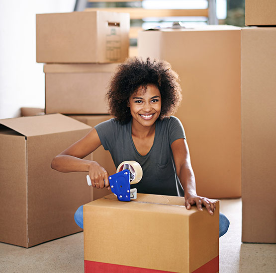 Packing boxes at Chilliwack self storage