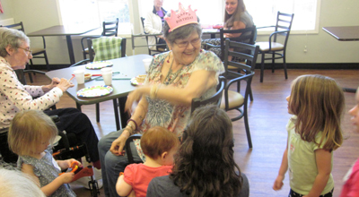 Family visitors at Chateau Gardens Memory Care.