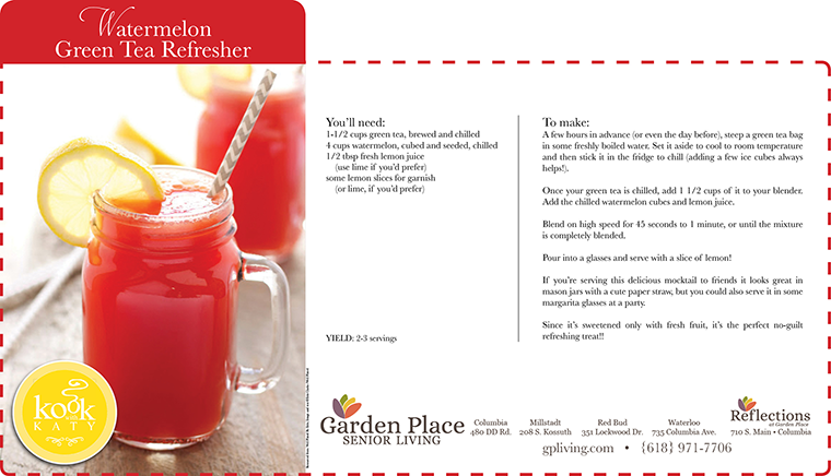 Learn to make a watermelon green tea refresher at Garden Place Senior Living