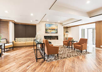 Beautiful lobby of San Diego senior living