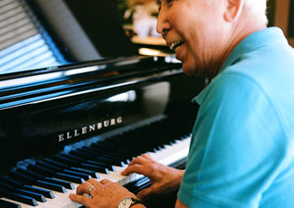 Happy resident at senior living in Auburn