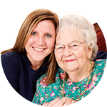 A caretaker with senior resident at Storey Oaks of Tulsa