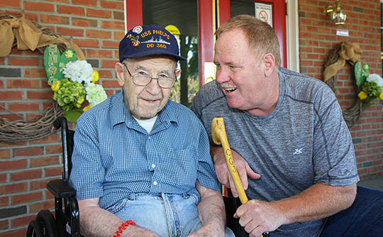 Man visiting his father at Carriage Court of Hilliard in Hilliard