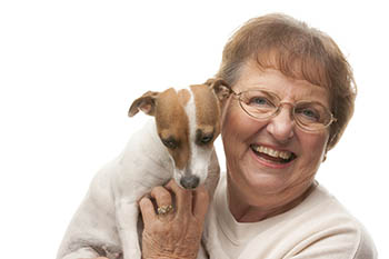 Woman with a dog at The Terrace at Mountain Creek in Chattanooga