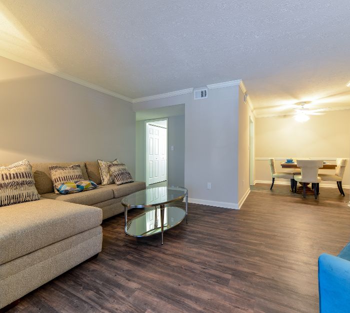 spacious living room at Rockledge Apartments