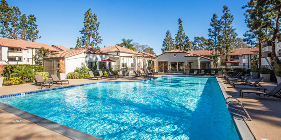 Pool deck at Avana La Jolla Apartments