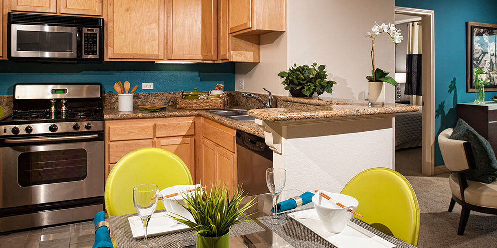 Fully equipped kitchen at Avana North Hollywood Apartments in North Hollywood, CA