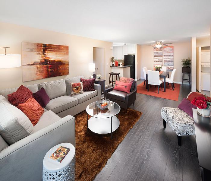 Living room at Avana Skyway Apartments in San Jose