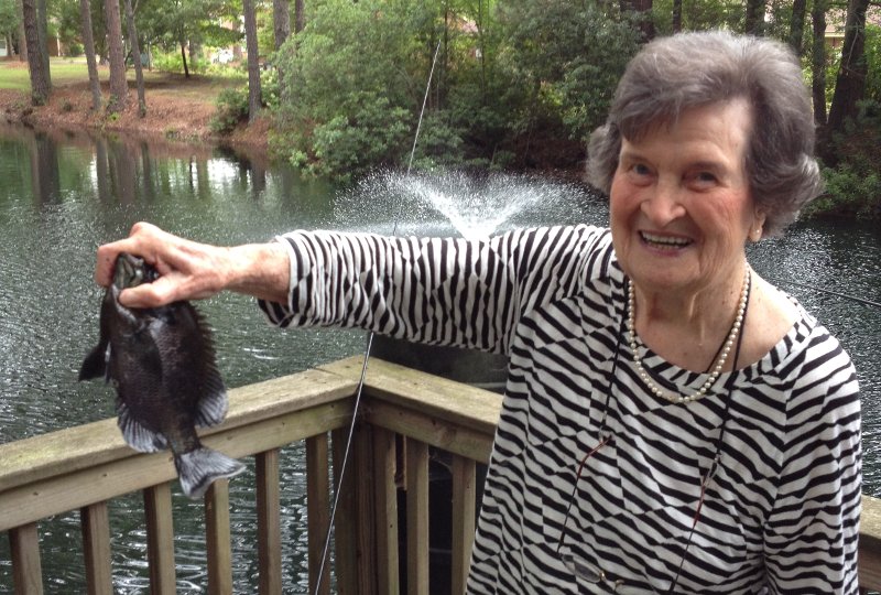 Clara Maxwell fishing at The Florence Presbyterian Community