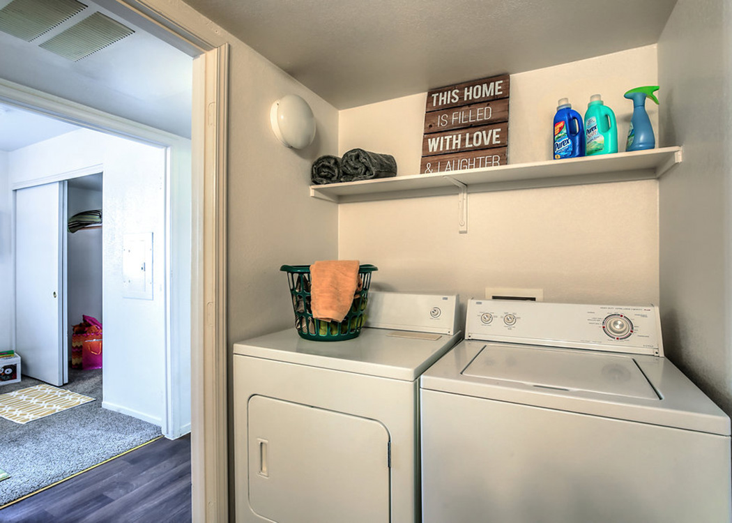 Full-size washer and dryer in apartment at Portola Del Sol in Las Vegas