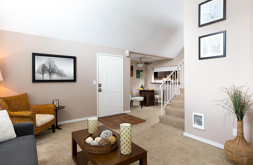 Living room at Meadows at Cascade Park Apartments in Vancouver