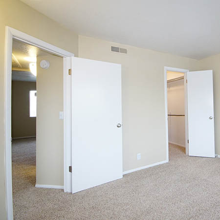 Empty bedroom at Callaway Apartments in Taylorsville