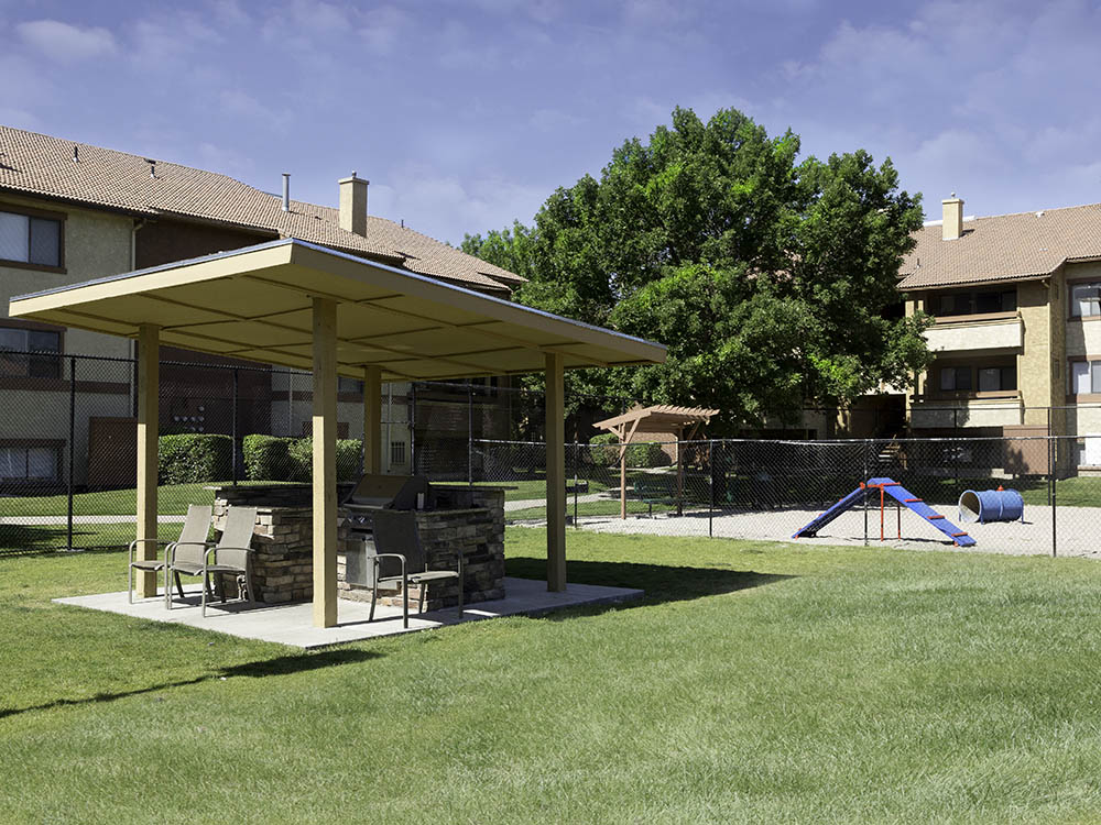 Bbq area and park at Shadowbrook Apartments