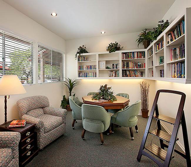 Get lost in a good book in our reading room at Shepard Place Apartments in Carpinteria