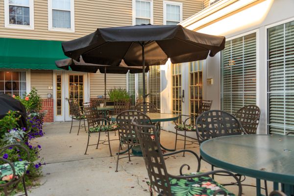 Exterior social space at State Street Assisted Living