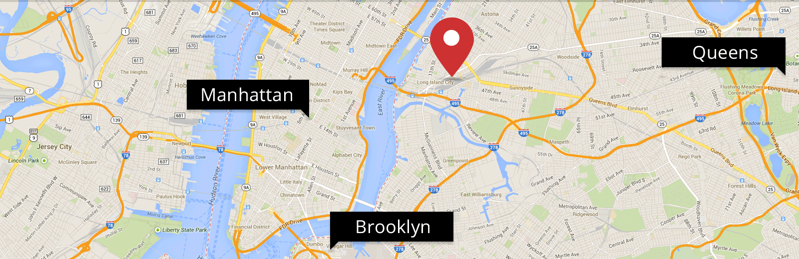 Map showing CitiWide Self Storage's location in Long Island City.