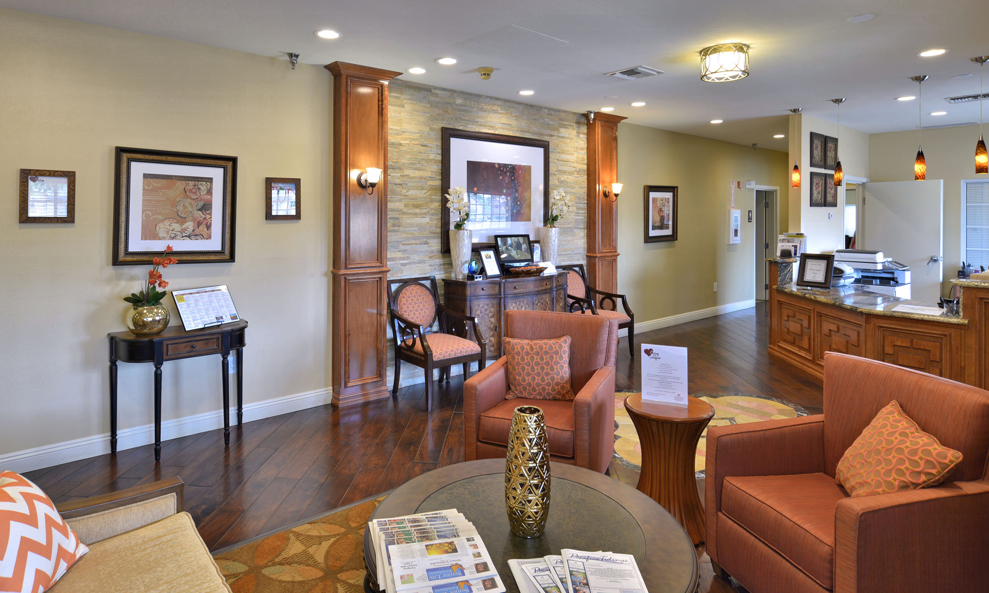 Interior lobby at Pacifica Senior Living Paradise Valley