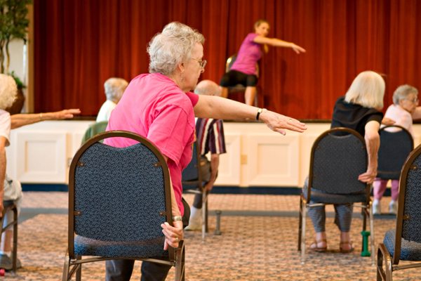 Exercise class at Pacifica Senior Living Calaroga Terrace