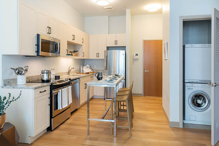 Kitchen area at Olmsted Place in Boston