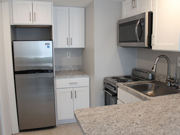 Model kitchen at Flats at 390