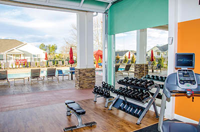 Fitness center at Springs at Cottonwood Creek Apartments in Waco