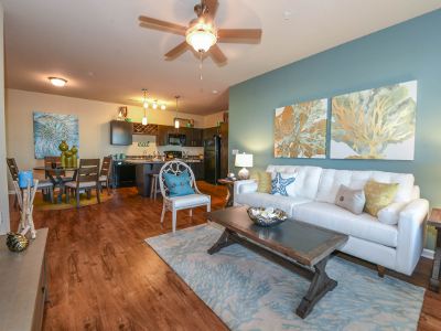 Spacious living room at Springs at University Drive in Bryan