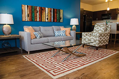 Living room at Springs at Canterfield in West Dundee