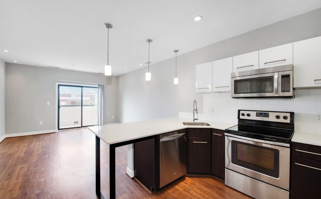 Modern kitchen at The Aria on L in Washington