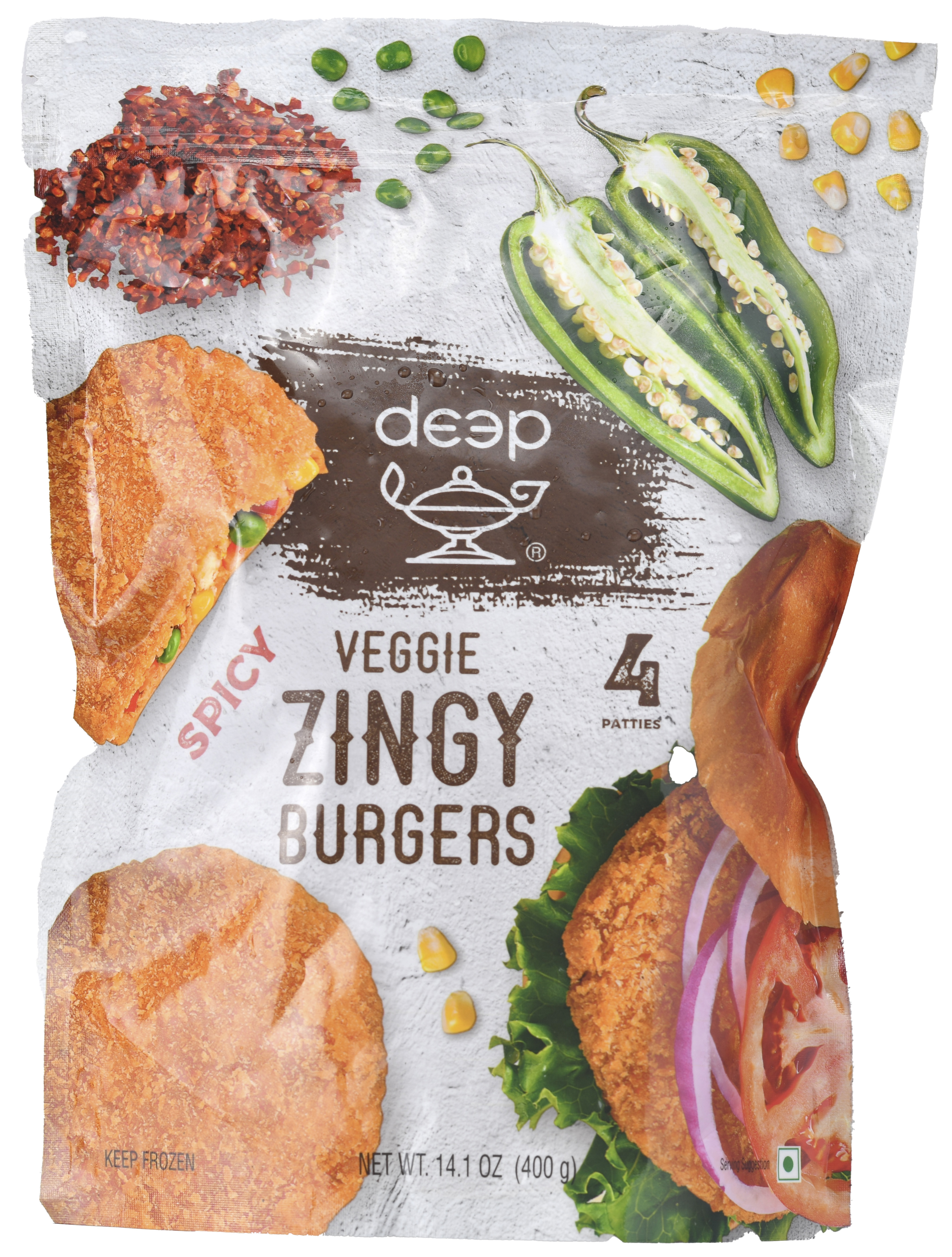 ShopDeepFoods - Spicy Veggie Zingy Burgers (4 pieces) (14.1oz