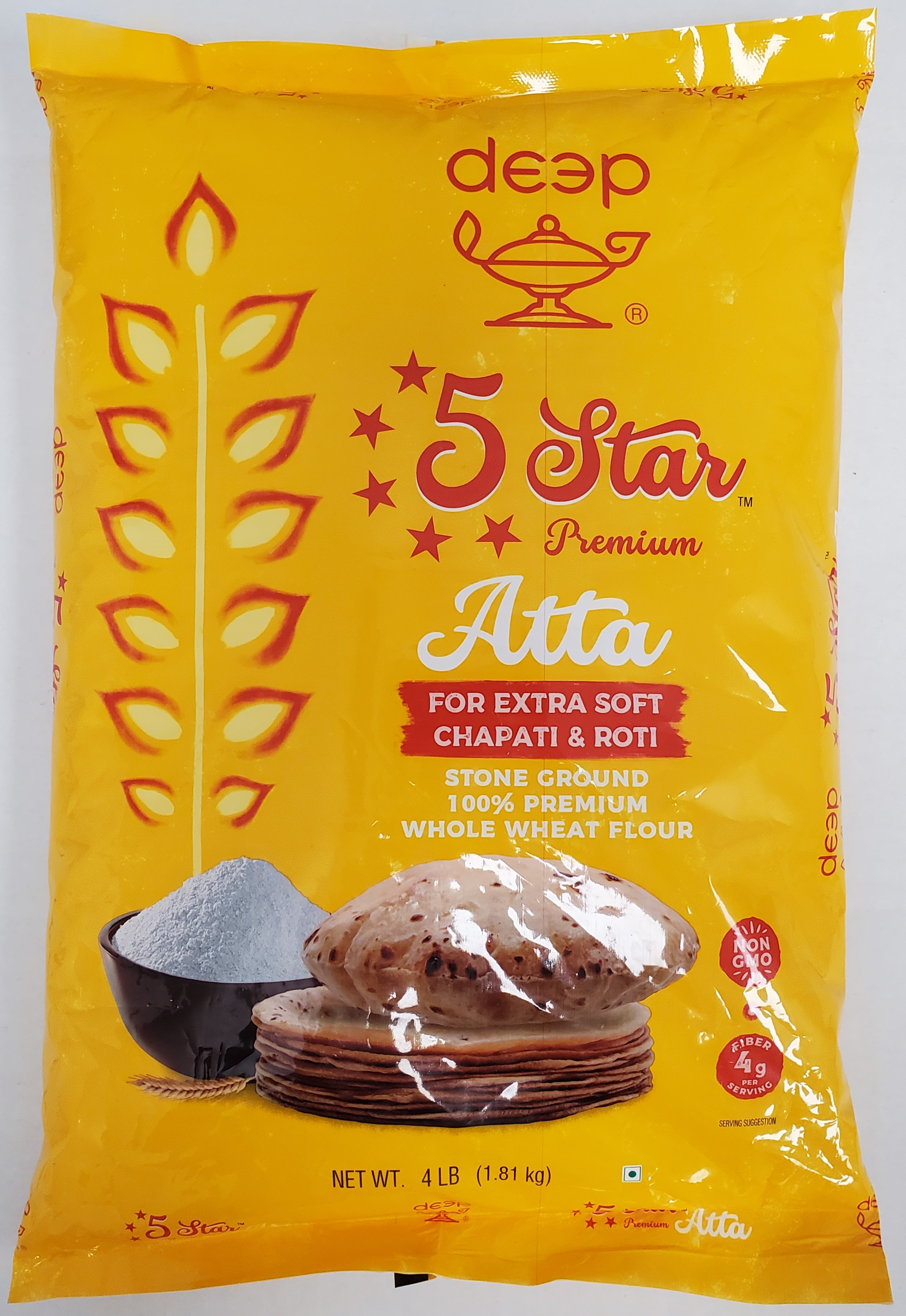 GroceryBabu - 5 Star Premium Atta 4Lb: Dals/Beans/Flour/Rice : www