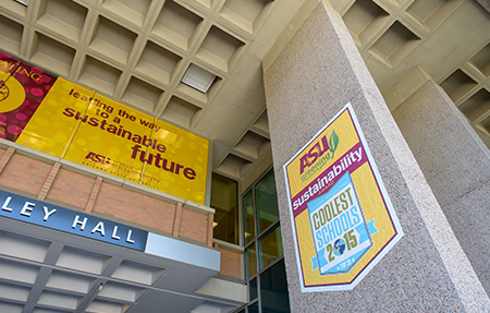 wrigley hall with cool schools sign