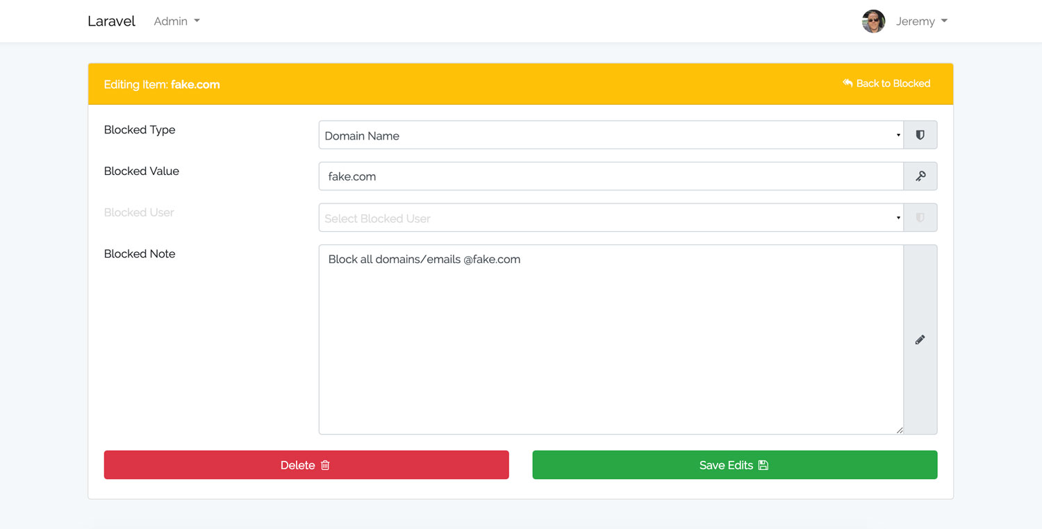 Laravel Blocker Edit
