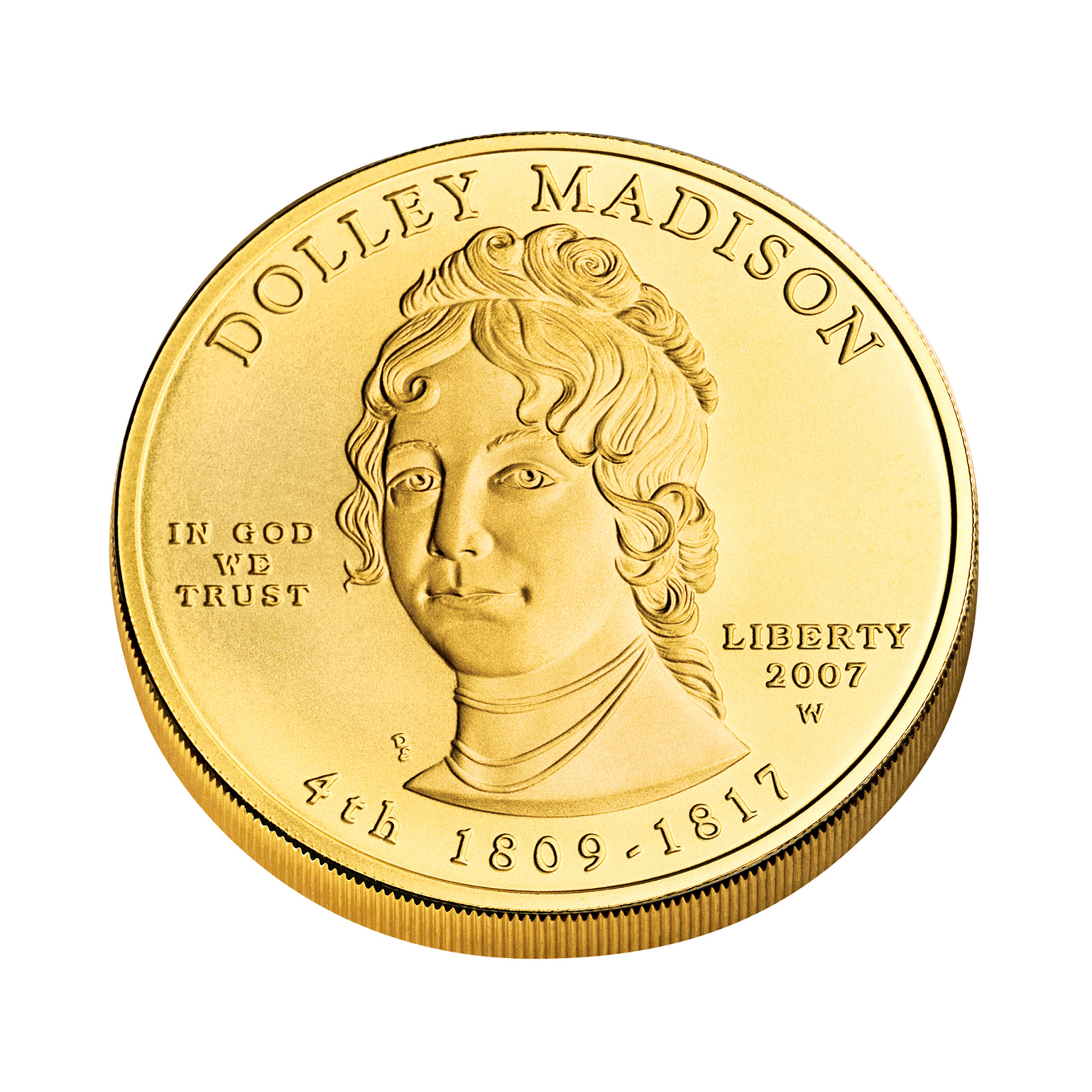 2007 First Spouses W / West Point 10 Dolley Madison Gold MS70