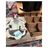 Cow Themed Decorative Mirror & Wooden Organizer