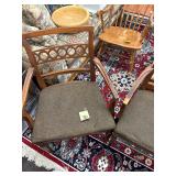 Two Wooden Armchairs with Upholstered Seats