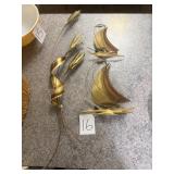 Sailboat Wall Sculptures Brass/Copper decor