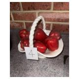 Decorative Fruit Basket Ceramic Apples