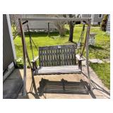 Wooden Porch Swing with Metal Frame