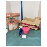 Vintage Barbie Doll, Dream Kitchen Playset, horse