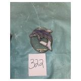 Stained Glass Dolphin Suncatcher Art Piece