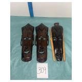 African hand carved wooden masks wall art