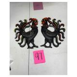 Pair of cast Decorative Rooster Wall Hangings