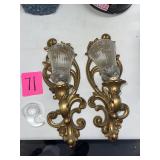 Pair of Gold Tone Wall Sconces