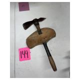 Antique Axe with Wooden Handle and Leather Sheath